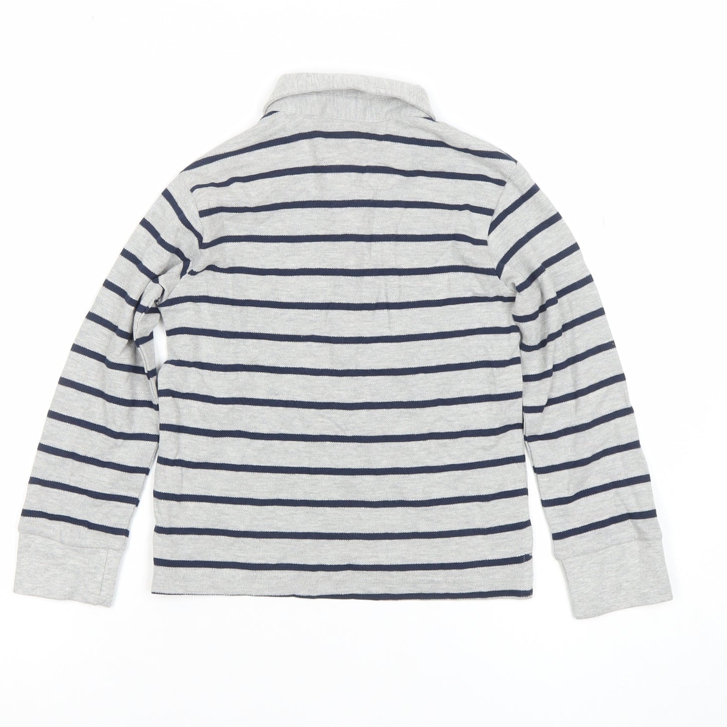 Dunnes Stores Boys Grey Striped Long Sleeve Polo Shirt 4-5 Years
