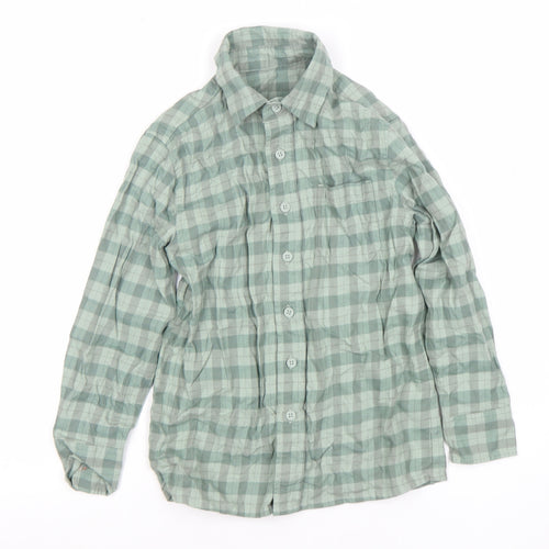 Dunn & Co Boys Green Checked Cotton Long Sleeve Button-Up Shirt 6-7 Years