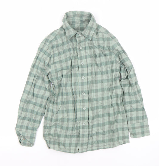 Dunn & Co Boys Green Checked Cotton Long Sleeve Button-Up Shirt 6-7 Years