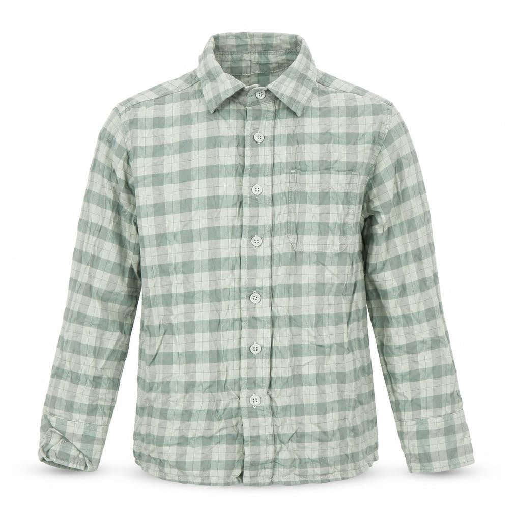 Dunn & Co Boys Green Checked Cotton Long Sleeve Button-Up Shirt 6-7 Years