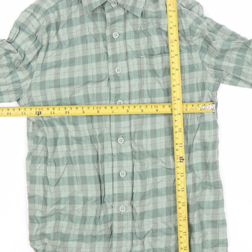 Dunn & Co Boys Green Checked Cotton Long Sleeve Button-Up Shirt 6-7 Years