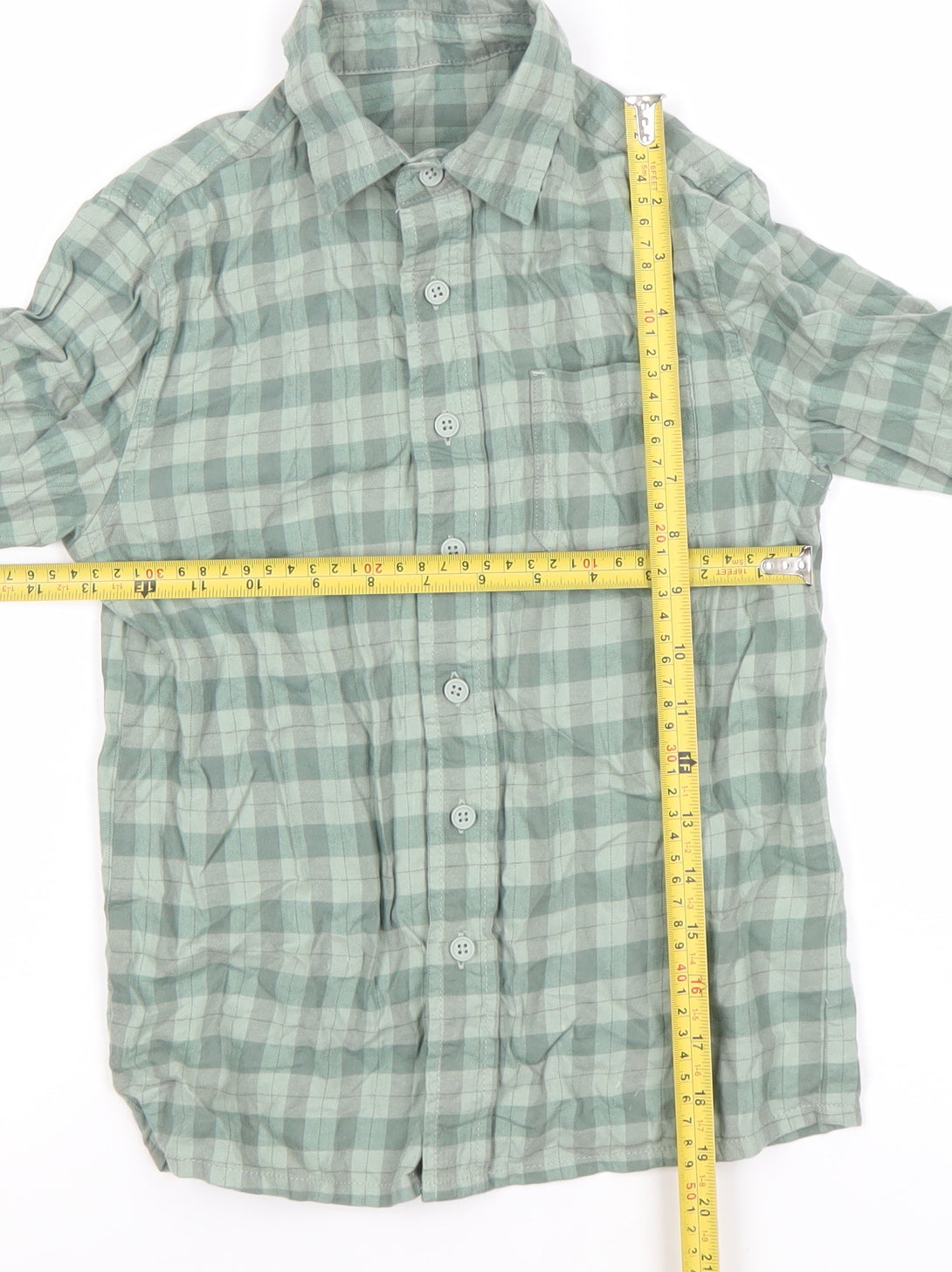 Dunn & Co Boys Green Checked Cotton Long Sleeve Button-Up Shirt 6-7 Years