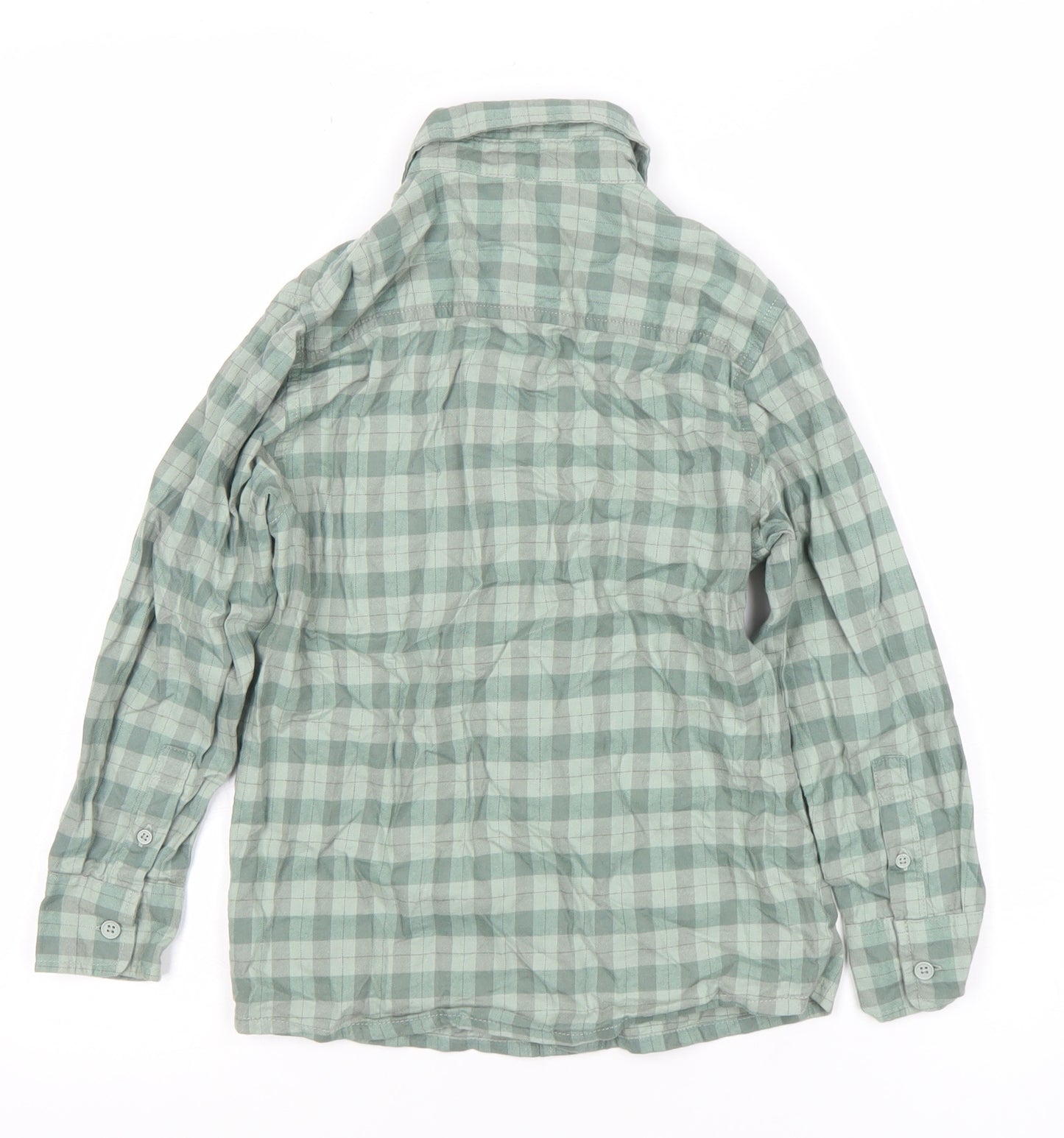 Dunn & Co Boys Green Checked Cotton Long Sleeve Button-Up Shirt 6-7 Years