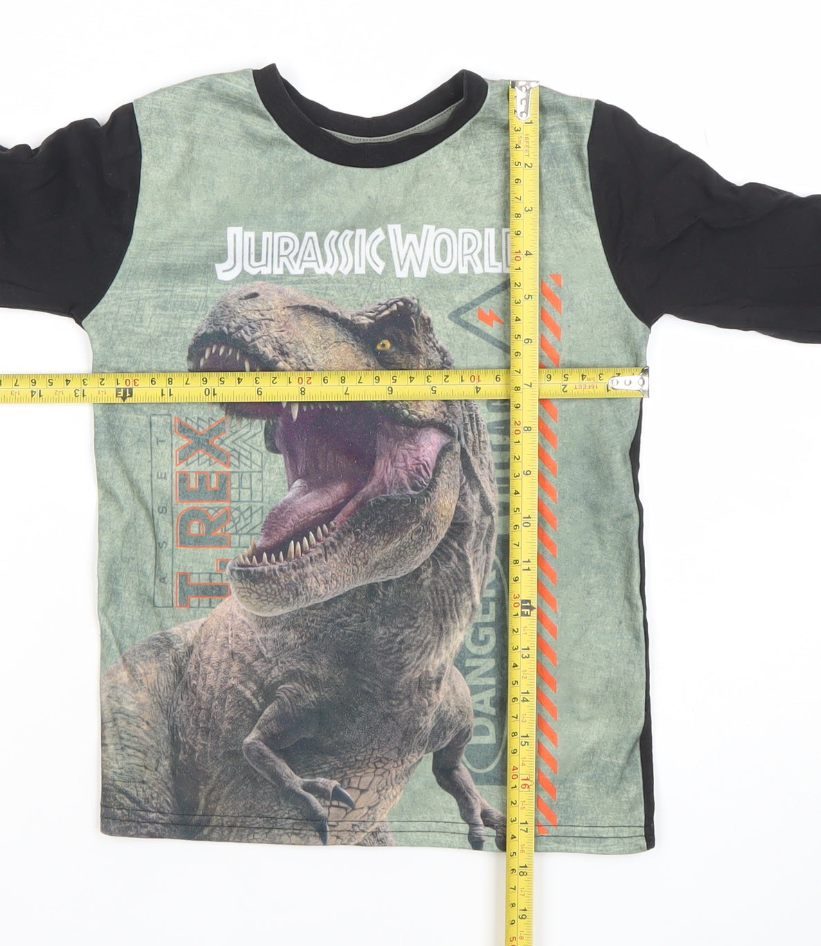 Dunnes Stores Boys Black Jurassic World T-Rex Long Sleeve T-Shirt 5-6 Years