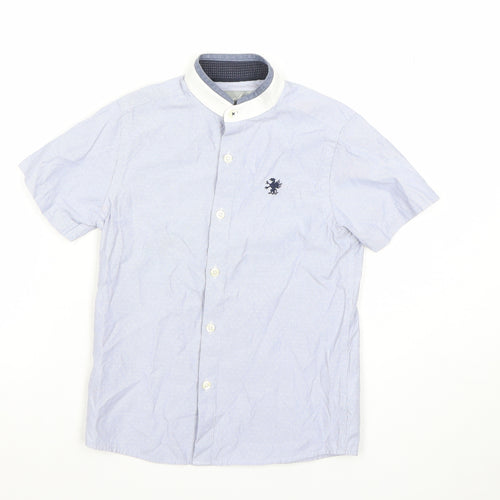 Next Boys Blue Short Sleeve Button-Up Shirt 6 Years Cotton Blend