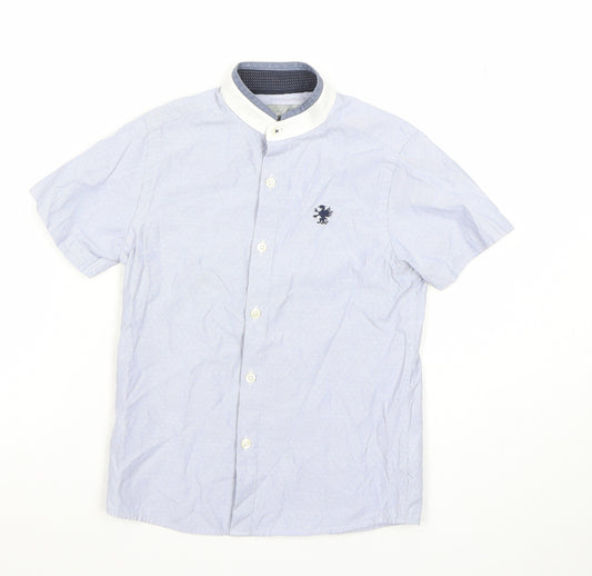 Next Boys Blue Short Sleeve Button-Up Shirt 6 Years Cotton Blend