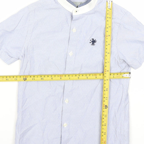 Next Boys Blue Short Sleeve Button-Up Shirt 6 Years Cotton Blend