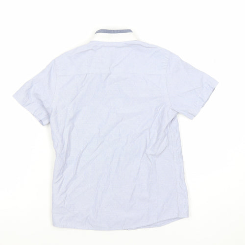Next Boys Blue Short Sleeve Button-Up Shirt 6 Years Cotton Blend
