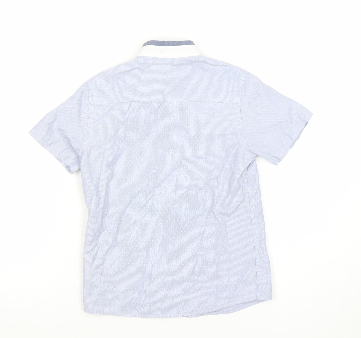 Next Boys Blue Short Sleeve Button-Up Shirt 6 Years Cotton Blend