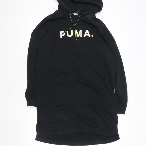 Puma Womens Black XS Pullover Hoodie with Logo Print
