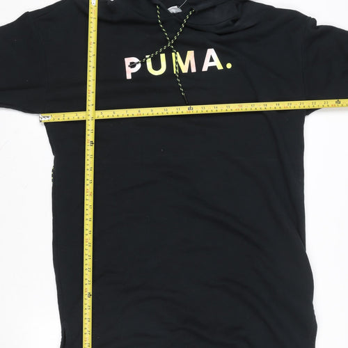 Puma Womens Black XS Pullover Hoodie with Logo Print