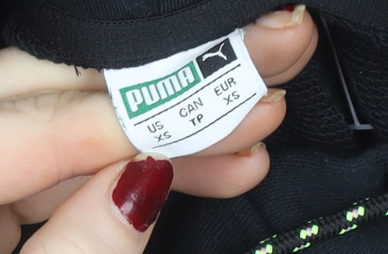 Puma Womens Black XS Pullover Hoodie with Logo Print
