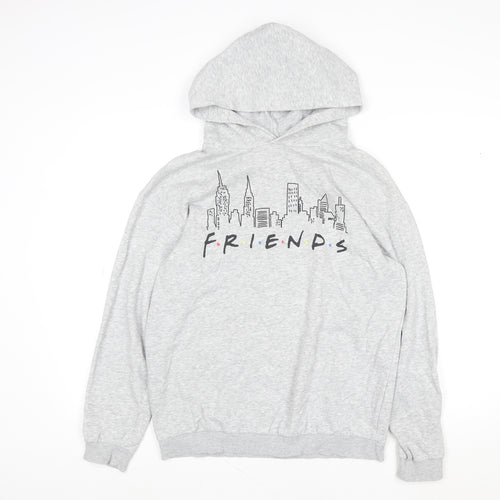 H&M Girls Grey Friends Pullover Hoodie 13-14 Years Regular Fit