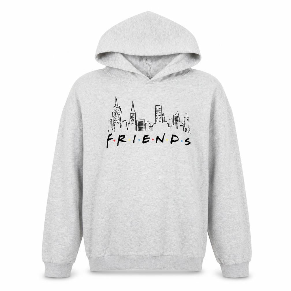 H&M Girls Grey Friends Pullover Hoodie 13-14 Years Regular Fit