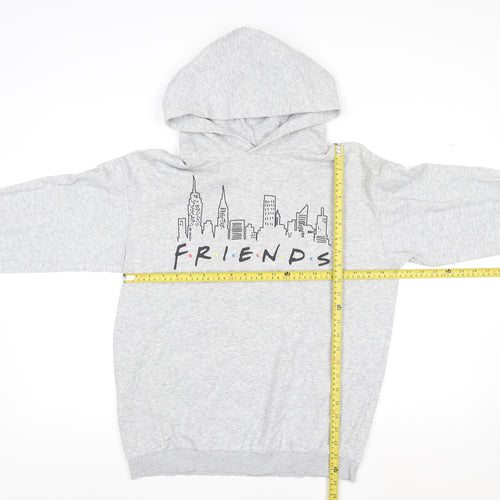H&M Girls Grey Friends Pullover Hoodie 13-14 Years Regular Fit