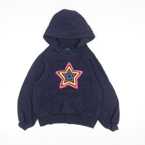Next Girls Blue Star Embroidered Pullover Hoodie 9 Years Cotton Blend