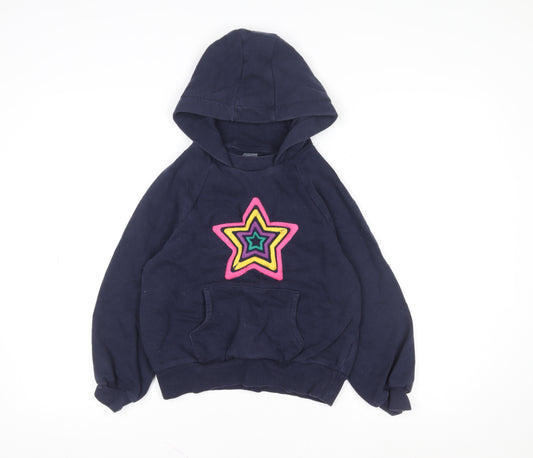 Next Girls Blue Star Embroidered Pullover Hoodie 9 Years Cotton Blend