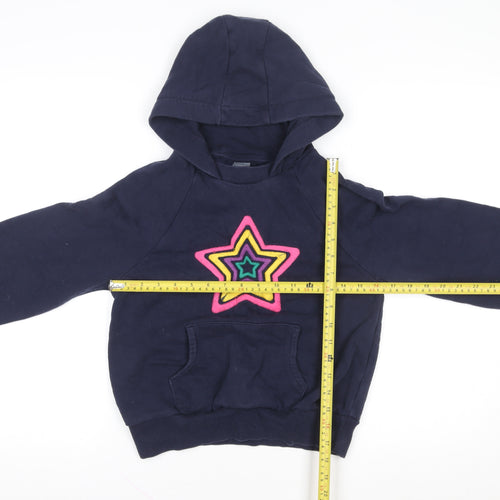 Next Girls Blue Star Embroidered Pullover Hoodie 9 Years Cotton Blend