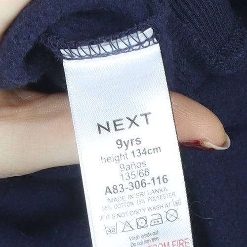 Next Girls Blue Star Embroidered Pullover Hoodie 9 Years Cotton Blend