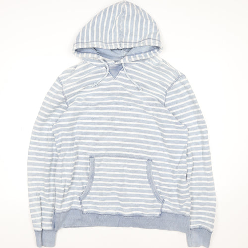 FatFace Women Blue Striped Hoodie XL 100% Cotton Indigo Dye Casual