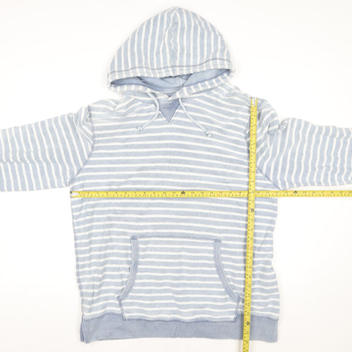 FatFace Women Blue Striped Hoodie XL 100% Cotton Indigo Dye Casual