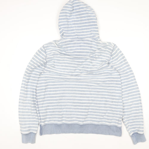 FatFace Women Blue Striped Hoodie XL 100% Cotton Indigo Dye Casual