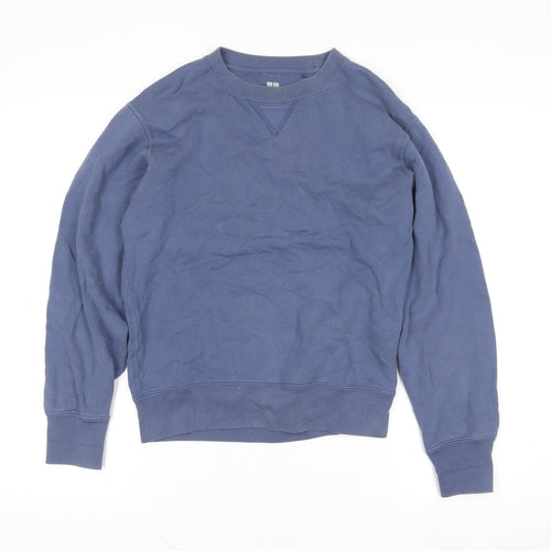 Uniqlo Men's Blue Cotton Crew Neck Pullover Sweatshirt XS