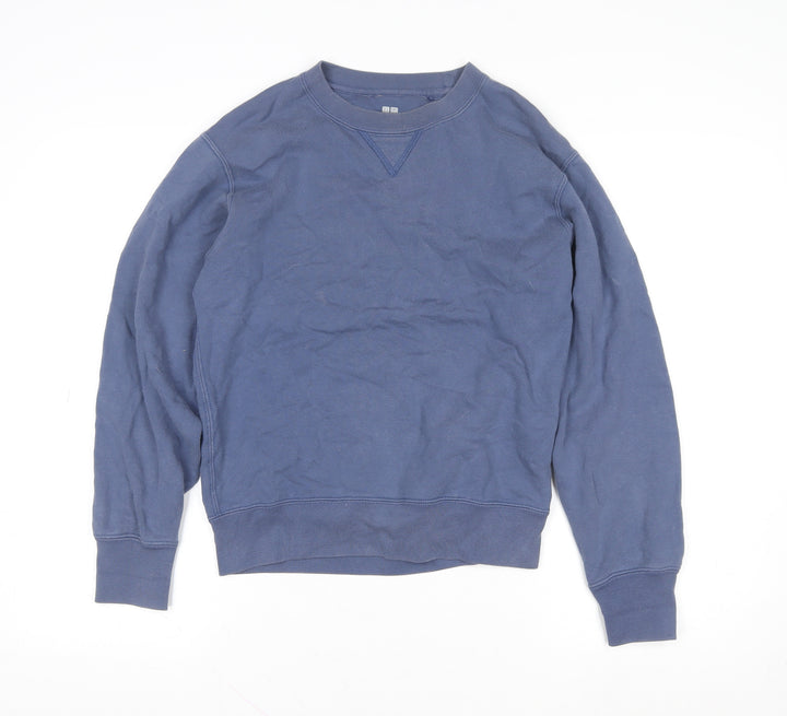 Uniqlo Men's Blue Cotton Crew Neck Pullover Sweatshirt XS