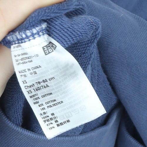 Uniqlo Men's Blue Cotton Crew Neck Pullover Sweatshirt XS
