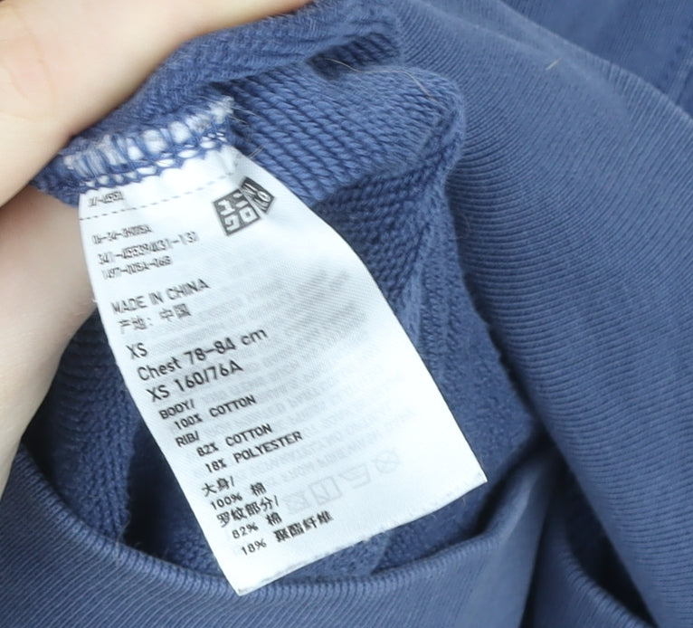 Uniqlo Men's Blue Cotton Crew Neck Pullover Sweatshirt XS