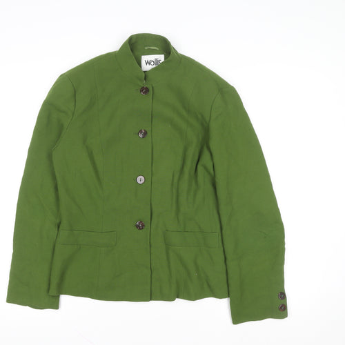 Wallis Women’s Green Button-Up Jacket Size 12 Classic Workwear Style