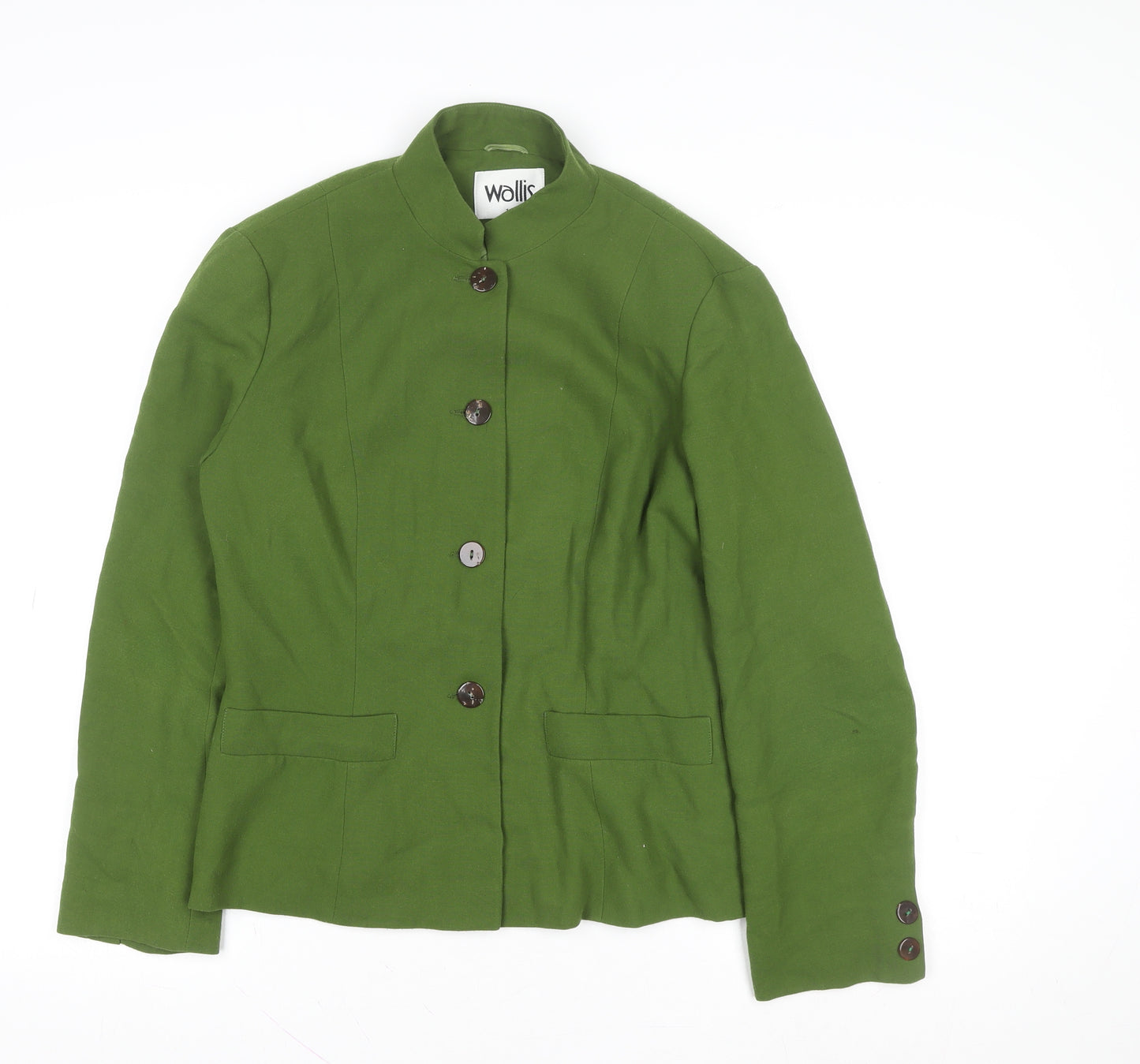 Wallis Women’s Green Button-Up Jacket Size 12 Classic Workwear Style