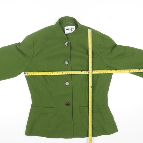 Wallis Women’s Green Button-Up Jacket Size 12 Classic Workwear Style