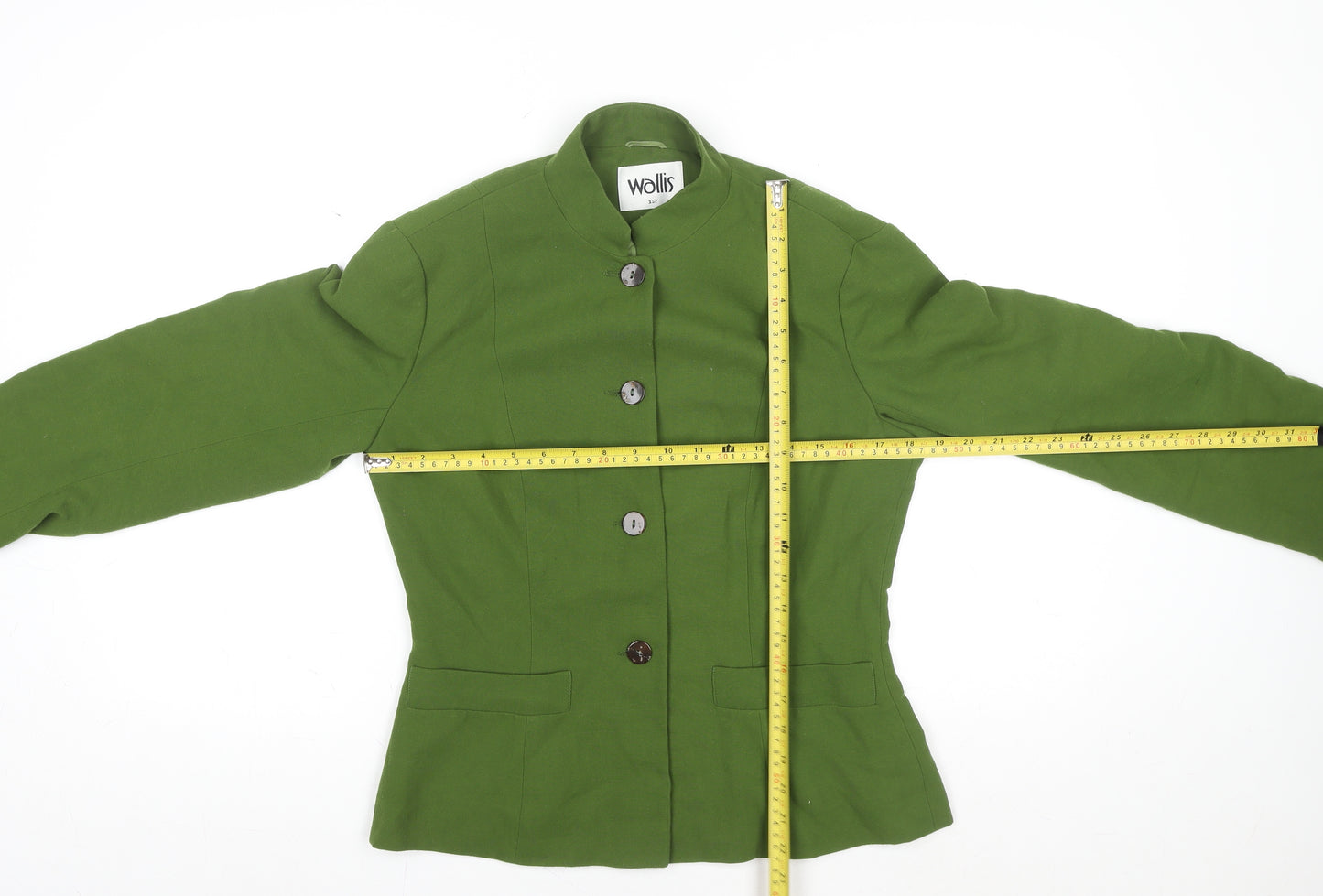 Wallis Women’s Green Button-Up Jacket Size 12 Classic Workwear Style