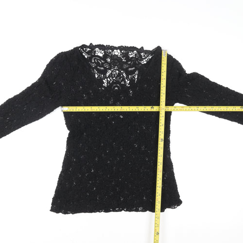 Marks and Spencer Women’s Black Lace Slim Fit V-Neck Blouse Size 12