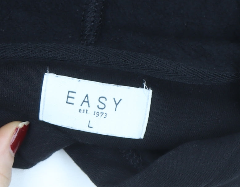 Easy Women’s Black Pullover Hoodie Large Cotton Blend Casual