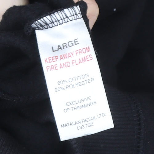 Easy Women’s Black Pullover Hoodie Large Cotton Blend Casual