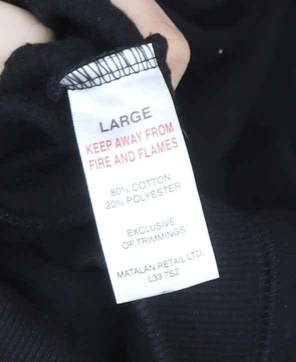 Easy Women’s Black Pullover Hoodie Large Cotton Blend Casual