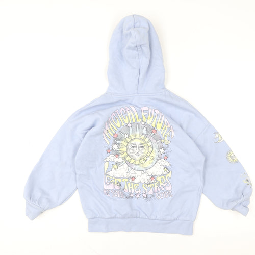 Marks and Spencer Girls Blue Celestial Graphic Pullover Hoodie 7-8 Years