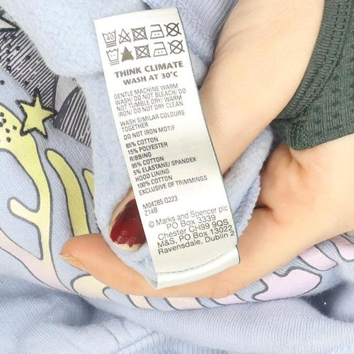 Marks and Spencer Girls Blue Celestial Graphic Pullover Hoodie 7-8 Years