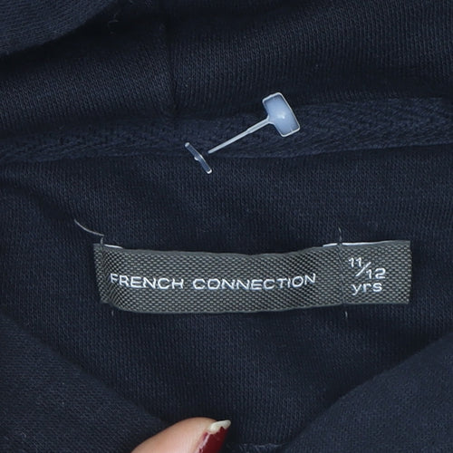 French Connection Boys Black Cotton Pullover Hoodie 11-12 Years
