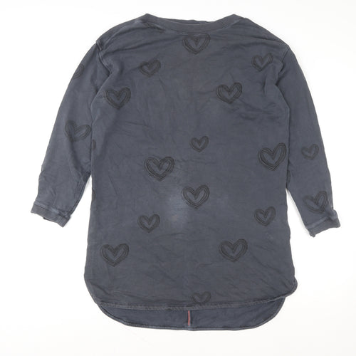 White Stuff Women Blue Heart Print Tunic Sweatshirt UK 12