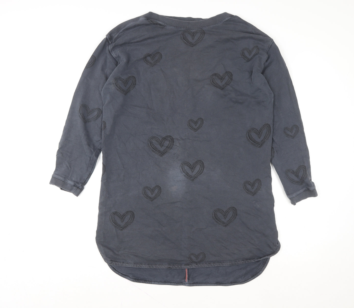 White Stuff Women Blue Heart Print Tunic Sweatshirt UK 12