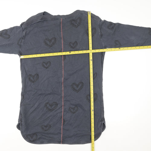 White Stuff Women Blue Heart Print Tunic Sweatshirt UK 12