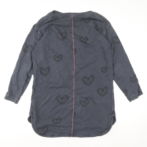 White Stuff Women Blue Heart Print Tunic Sweatshirt UK 12