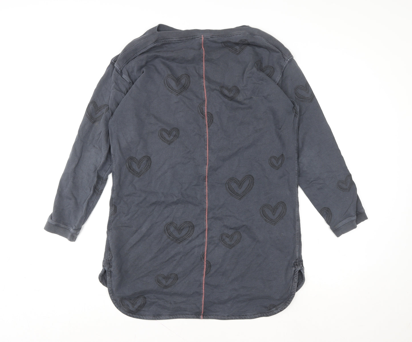 White Stuff Women Blue Heart Print Tunic Sweatshirt UK 12