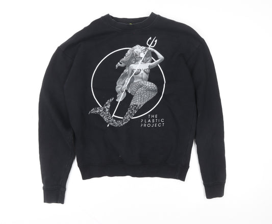 Teemill Women Black Mermaid Graphic Sweatshirt Size 10 Organic Cotton