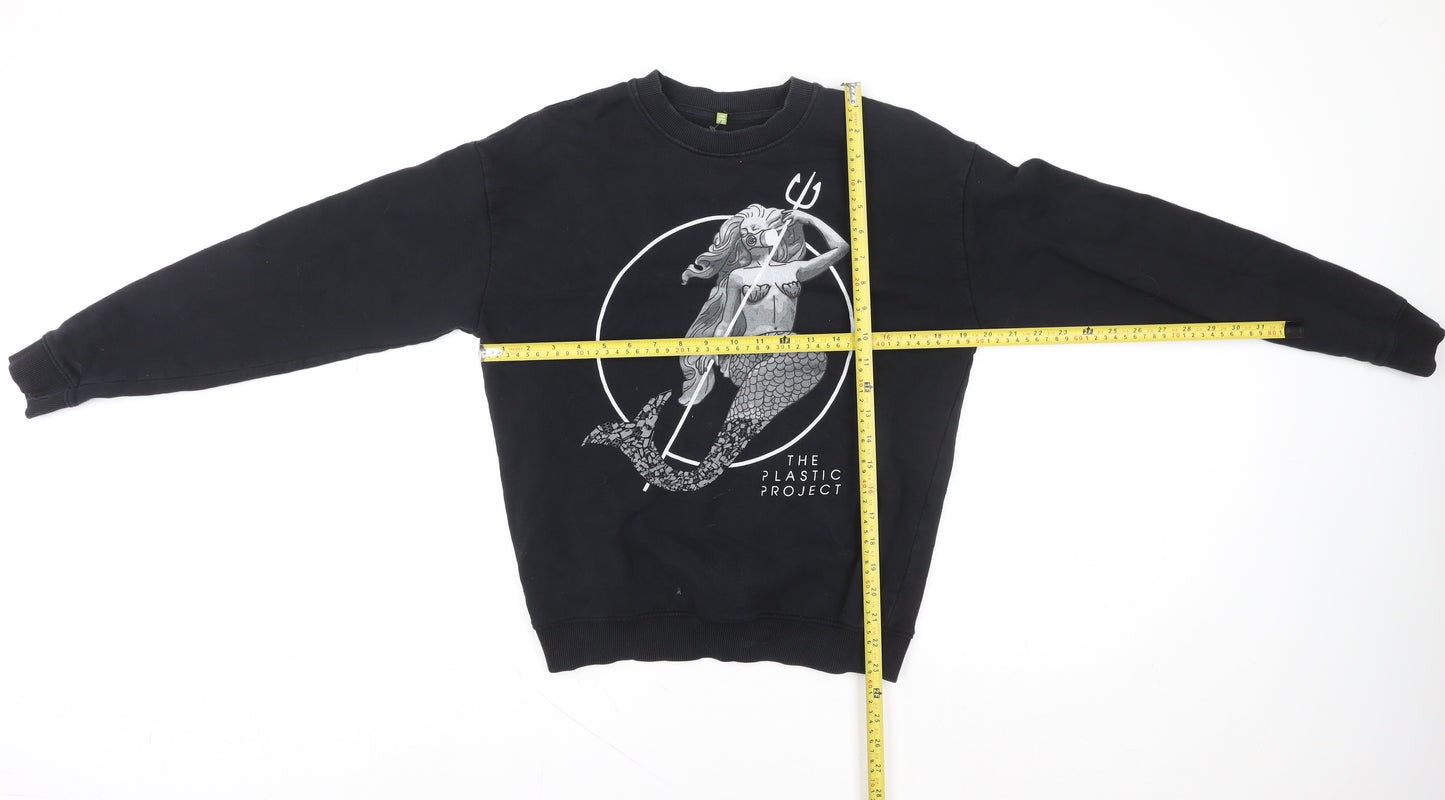 Teemill Women Black Mermaid Graphic Sweatshirt Size 10 Organic Cotton