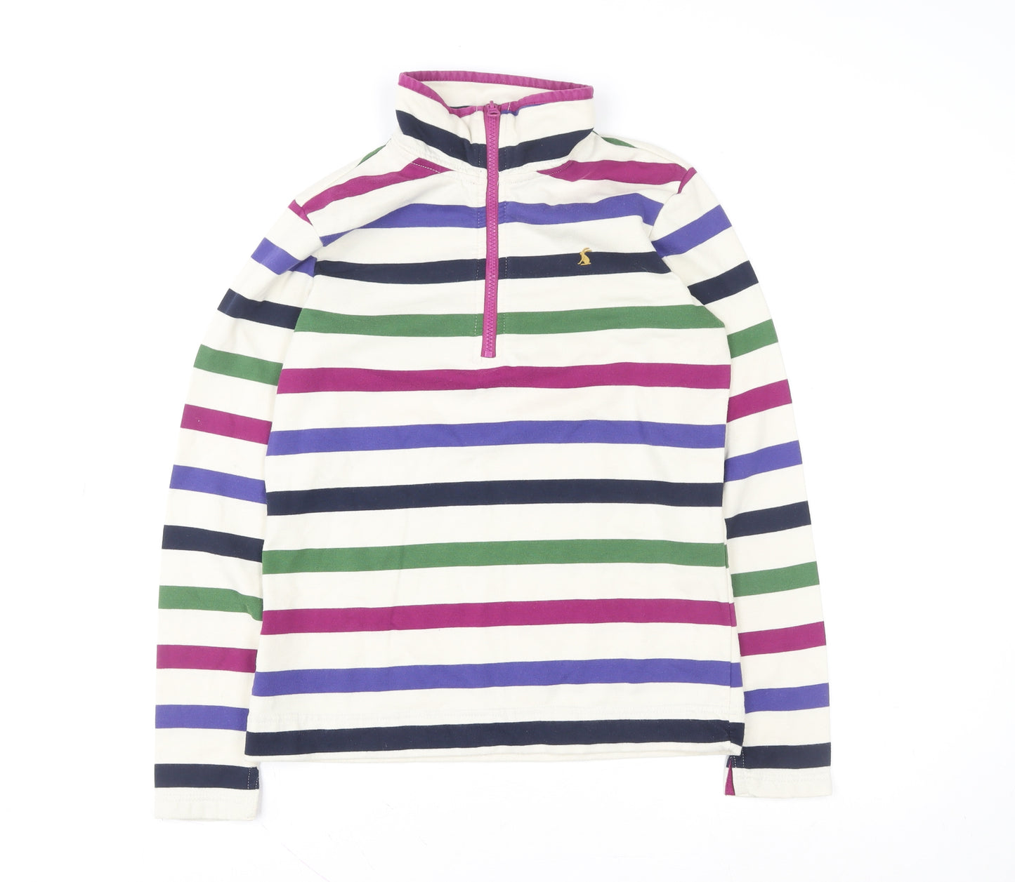 Joules Women's Multicoloured Striped 1/2 Zip Pullover Sweatshirt Size 10