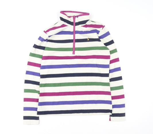 Joules Women's Multicoloured Striped 1/2 Zip Pullover Sweatshirt Size 10